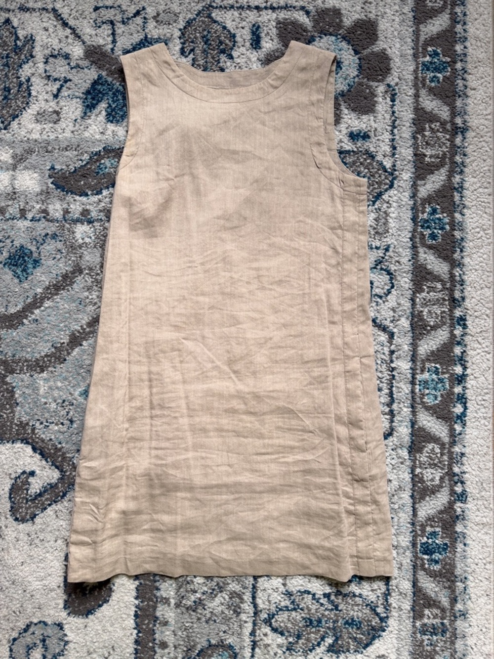 Theory Sleeveless Mini Shift Dress in Beige
